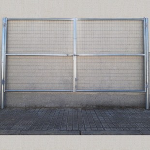 Puerta vehículos, de 6m de ancha X 2m de alta, para cierres con malla de simple torsión. Con panel rígido electrosoldado.