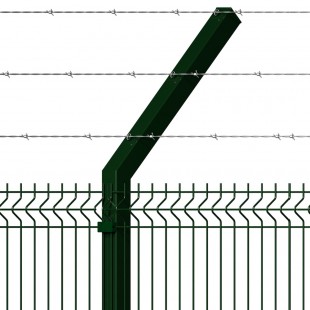 Postes para paneles Hércules de 2m. de alto, con brazo defensivo. Longitud total 3m. Incluye abrazaderas y tapa pvc.